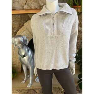 Old Navy Gray 1/4 Zip Cowl Neck Sweater Women's Size Large